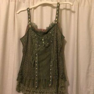 Boho Hippie Lace and Ribbon Tank